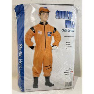 Shuttle Hero Child Costume, Size Medium 8-10 Orange Jumpsuit Cape NOS